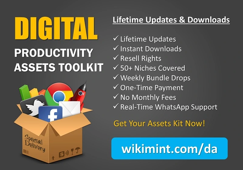 All-in-one digital assets bundle with templates, PLR content, marketing tools, branding kits, ebooks, and software for entrepreneurs, freelancers & marketers